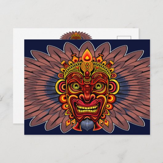 Tribal Warrior King Ritual Mask Postkarte (Vorne/Hinten)