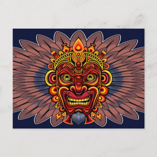 Tribal Warrior King Ritual Mask Postkarte (Vorderseite)