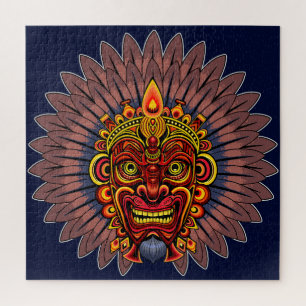 Tribal Warrior King Ritual Mask Puzzle