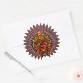 Tribal Warrior King Ritual Mask Runder Aufkleber (Umschlag)