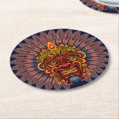 Tribal Warrior King Ritual Mask Runder Pappuntersetzer (Angewinkelt)