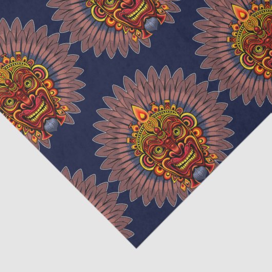 Tribal Warrior King Ritual Mask Seidenpapier (Detail)