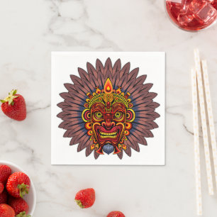 Tribal Warrior King Ritual Mask Serviette