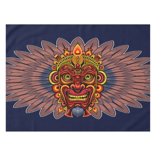 Tribal Warrior King Ritual Mask Tischdecke (Vorderseite (Horizontal))