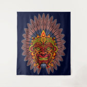 Tribal Warrior King Ritual Mask Wandteppich (Vorderseite)