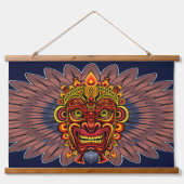 Tribal Warrior King Ritual Mask Wandteppich Mit Holzrahmen (Vorne)