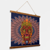 Tribal Warrior King Ritual Mask Wandteppich Mit Holzrahmen (Gewinkelt)