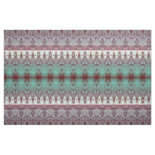 Tribal Western Muster Teal Bull Kuh Schädel Land Stoff