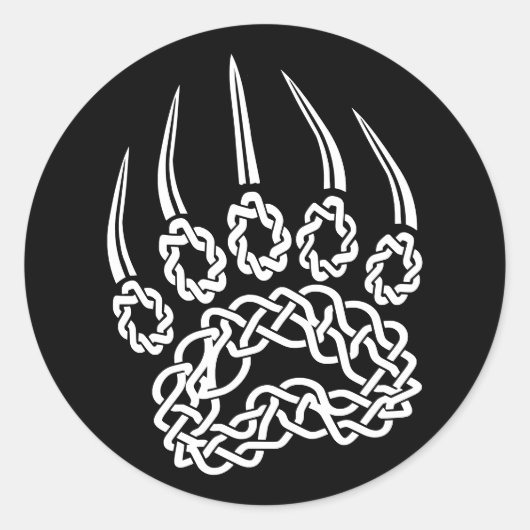 Tribal White Bear Paw Runder Aufkleber (Vorderseite)