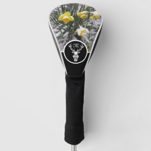 Tribal White Buck Silhouette Monogramm w Foto Golf Headcover
