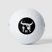 Tribal White Longhorn Bull Skull w White Fether Golfball (Vorderseite)