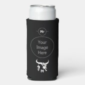 Tribal White Longhorn Bull Skull w White Fether Selters Dosenkühler (Seltzer Vorderseite)