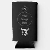 Tribal White Longhorn Bull Skull w White Fether Selters Dosenkühler (Rückseite)