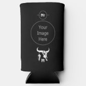 Tribal White Longhorn Bull Skull w White Fether Selters Dosenkühler (Vorderseite)