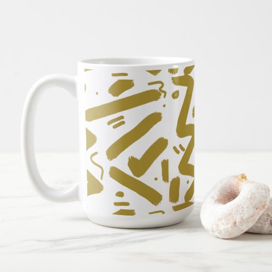 Tribal White und Gold Kaffeetasse (Mit Donut)