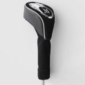 Tribal White Wolf Head Silhouette Laurel Monogram Golf Headcover (angewinkelt)