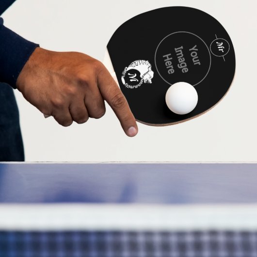 Tribal White Wolf Head Silhouette Laurel Monogram Tischtennis Schläger (InSitu)