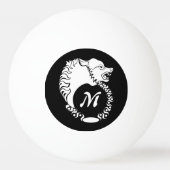 Tribal White Wolf Head Silhouette Laurel Monogram Tischtennisball (Rückseite)
