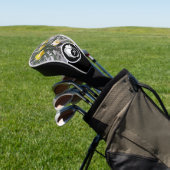 Tribal White Wolf Silhouette Monogram w Foto Golf Headcover (In SItu)