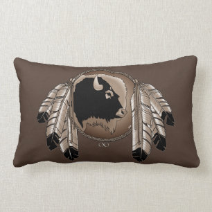 Tribal Wildlife Pillow Native Art Buffalo Pillows Lendenkissen
