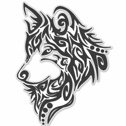 Tribal Wolf Aufkleber (Vorderseite)
