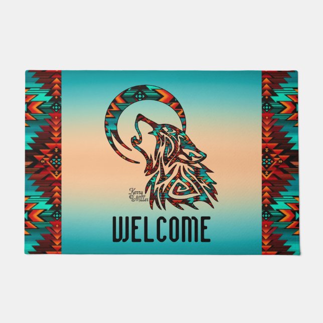 Tribal Wolf Doormat Fußmatte (Vorderseite)