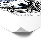 Tribal Wolf Face Design Poster (Ecke)