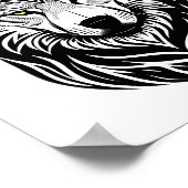 Tribal Wolf Face Design Poster (Ecke)