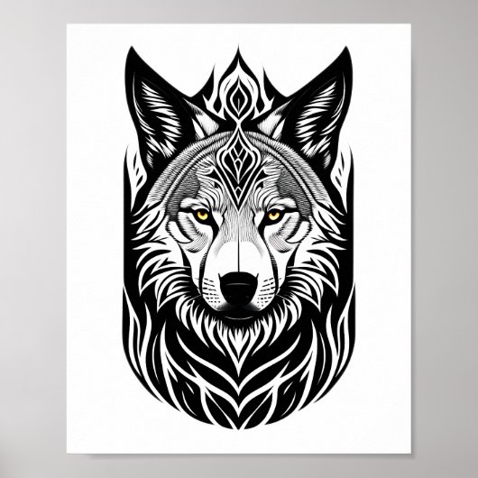 Tribal Wolf Face Design Poster (Vorne)
