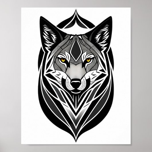 Tribal Wolf Face Design Poster (Vorne)