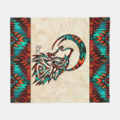 Tribal Wolf Fleece Blanket (Vorderseite (Horizontal))