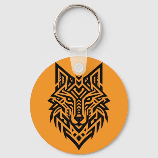 Tribal Wolf Head Keychain – Bold & Wild Style Schlüsselanhänger (Vorderseite)