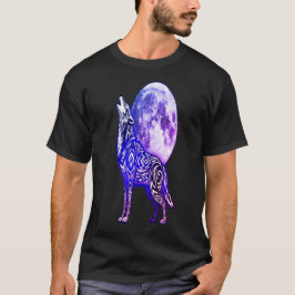 Tribal Wolf Heult zum Mond T-Shirt | Mystisches Bl