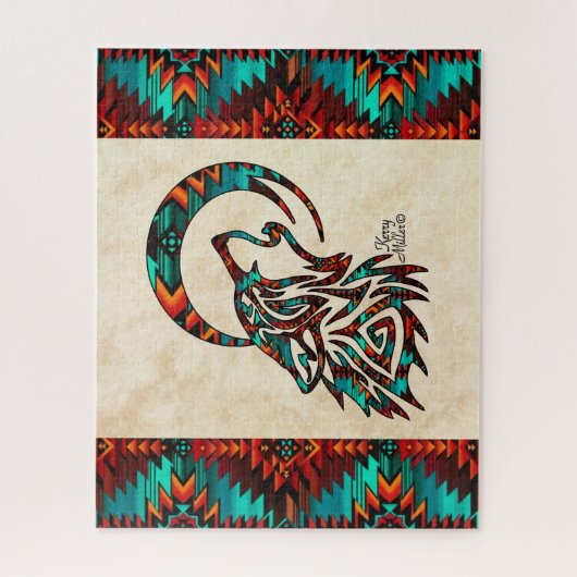 Tribal Wolf Jigsaw Puzzle (Vertikal)