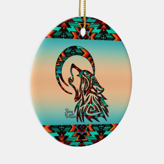 Tribal Wolf Keramik Ornament (Rechts)