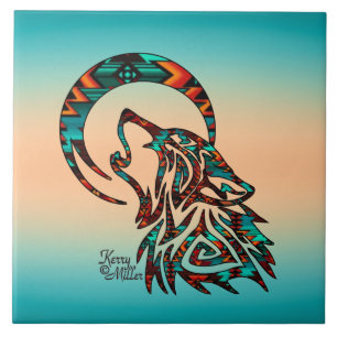 Tribal Wolf Keramik Tile Fliese