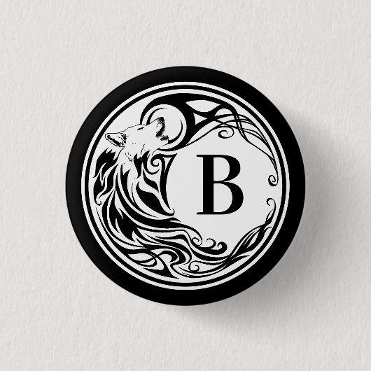Tribal Wolf Monogram Button (Vorderseite)