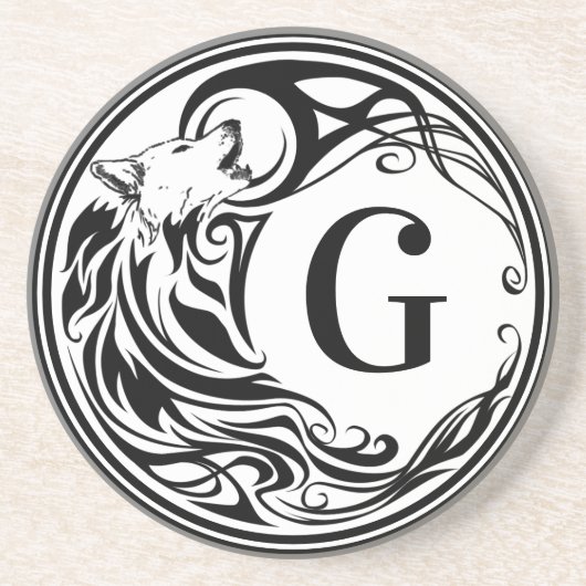 Tribal Wolf Monogram Getränkeuntersetzer (Vorne)