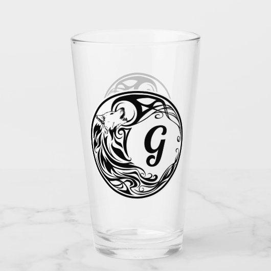 Tribal Wolf Monogram Glas (Vorderseite)