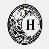 Tribal Wolf Monogram Keramik Ornament (Links)