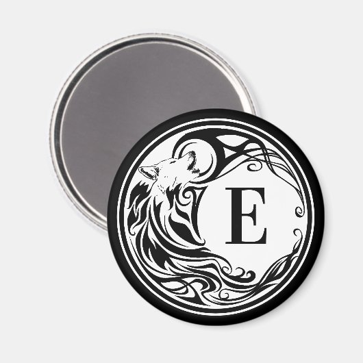 Tribal Wolf Monogram Magnet (Vorderseite/Rückseite)