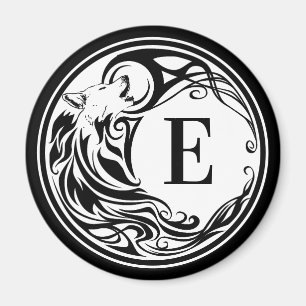 Tribal Wolf Monogram Magnet