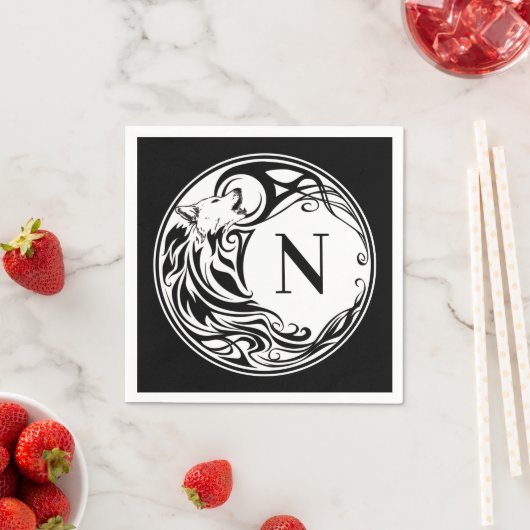 Tribal Wolf Monogram Serviette (Beispiel)