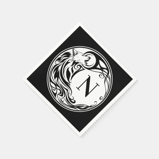 Tribal Wolf Monogram Serviette (Ecke)