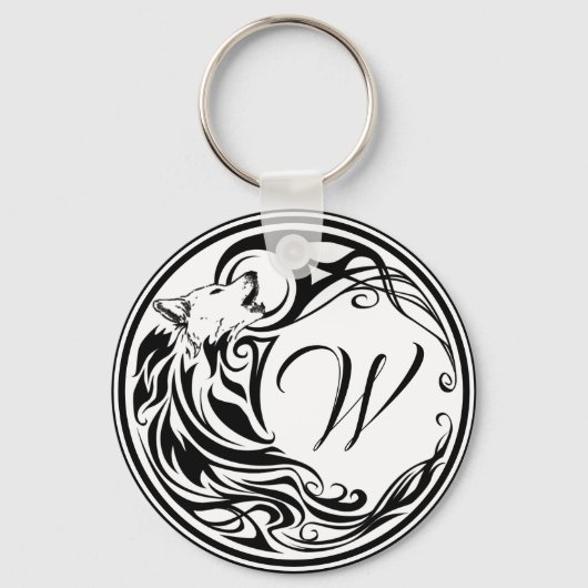 Tribal Wolf Monogramm Schlüsselanhänger (Vorderseite)