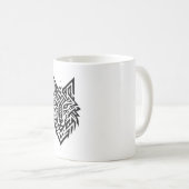 Tribal Wolf Mug – Bold Geometric Animal Design Kaffeetasse (VorderseiteRechts)