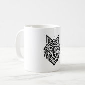 Tribal Wolf Mug – Bold Geometric Animal Design Kaffeetasse (Vorderseite Links)