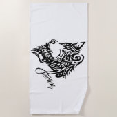 Tribal Wolf Personalisiert Strandtuch (Vorderseite)