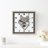 Tribal Wolf Quadratische Wanduhr (Zuhause)