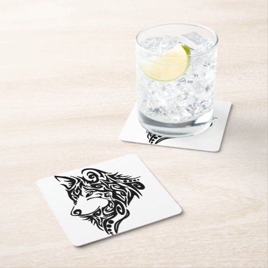 Tribal Wolf Rechteckiger Pappuntersetzer (Vor Ort)